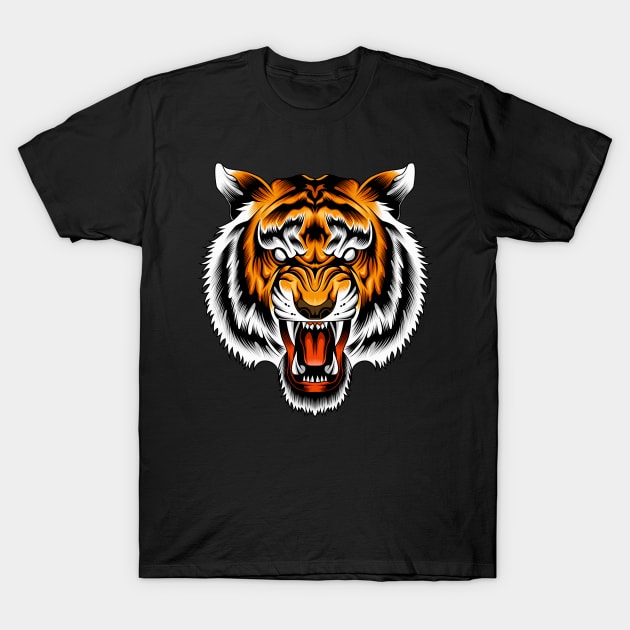 Tiger Head Illustration T-Shirt by Marciano Graphic